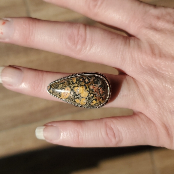 New Leopard Skin Jasper 925 Silver Ring. - Picture 6 of 12